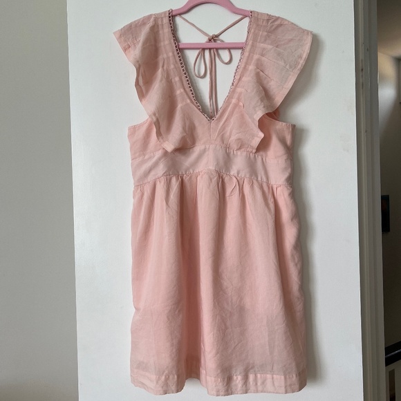 NWOT Anthropologie Pale Pink V-Neck Plunge Tunic Mini Dress - Picture 2 of 3